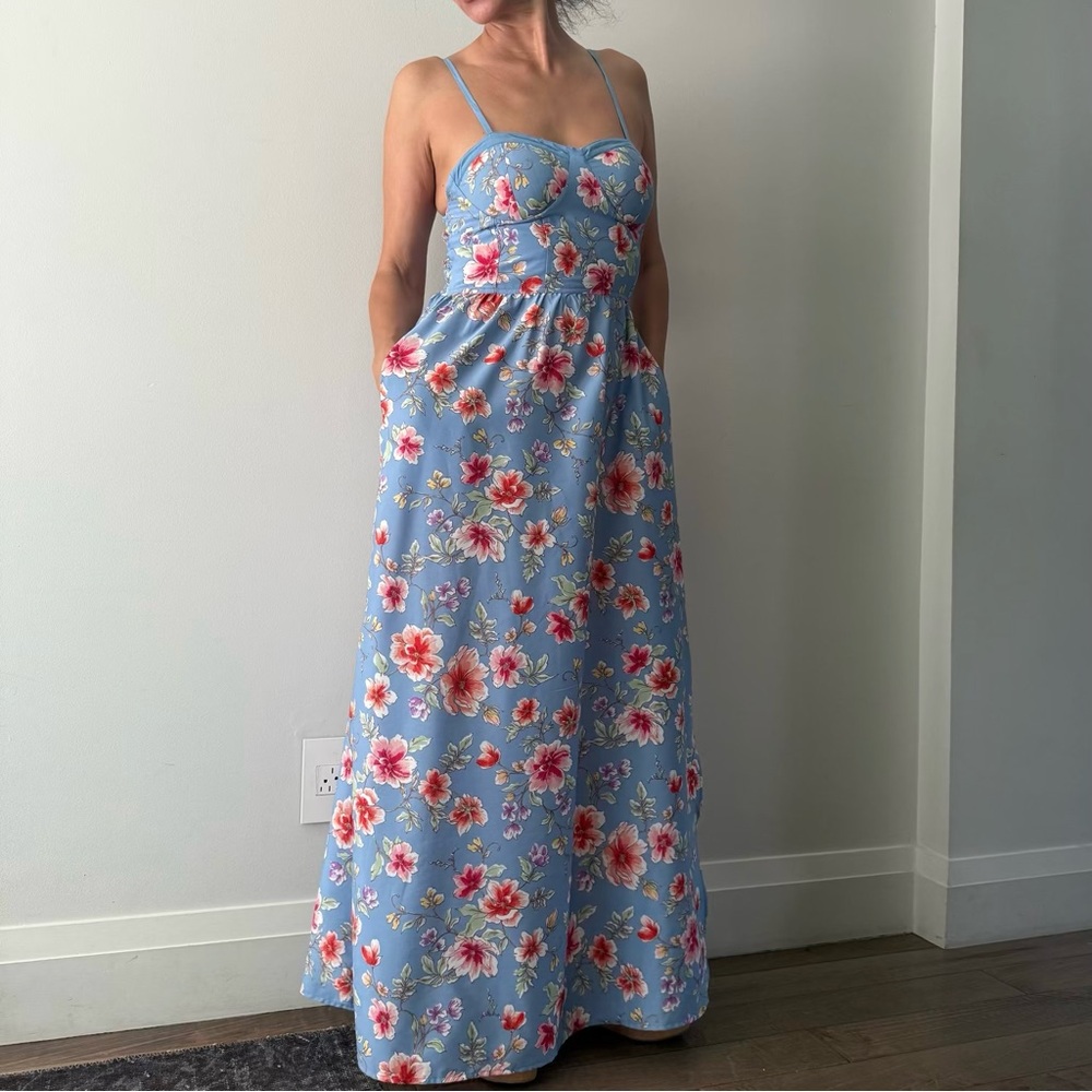 Floral Blue Maxi Dress